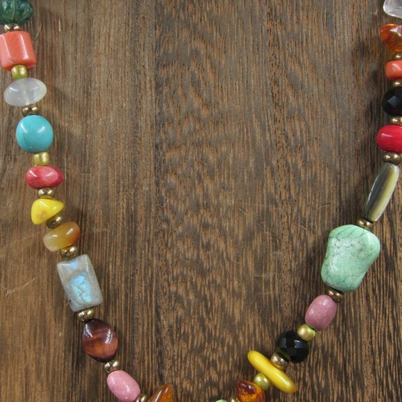 18" Sterling Silver Various Stones Heart Necklace Vintage - Picture 2 of 9